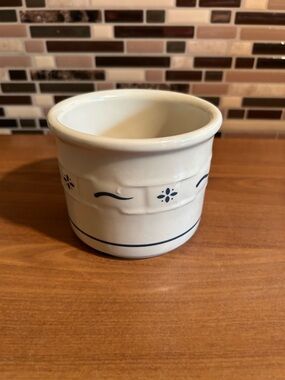 Longaberger 1 pt Salt crock Woven Traditions Blue Pattern